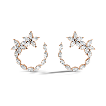 Circular Hoop Earring featuring 0.84 Ct marquise cut lab grown diamonds