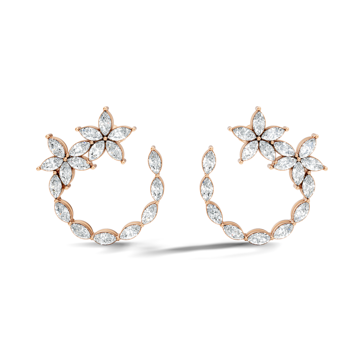 Circular Hoop Earring featuring 0.84 Ct marquise cut lab grown diamonds