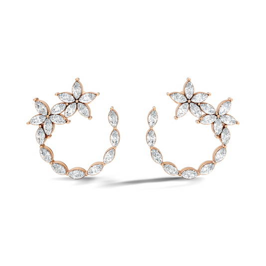 Circular Hoop Earring featuring 0.84 Ct marquise cut lab grown diamonds