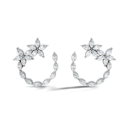 Marquise Cut 0.84 Ct Lab Grown Diamond Circular Hoop Earring with polished finish