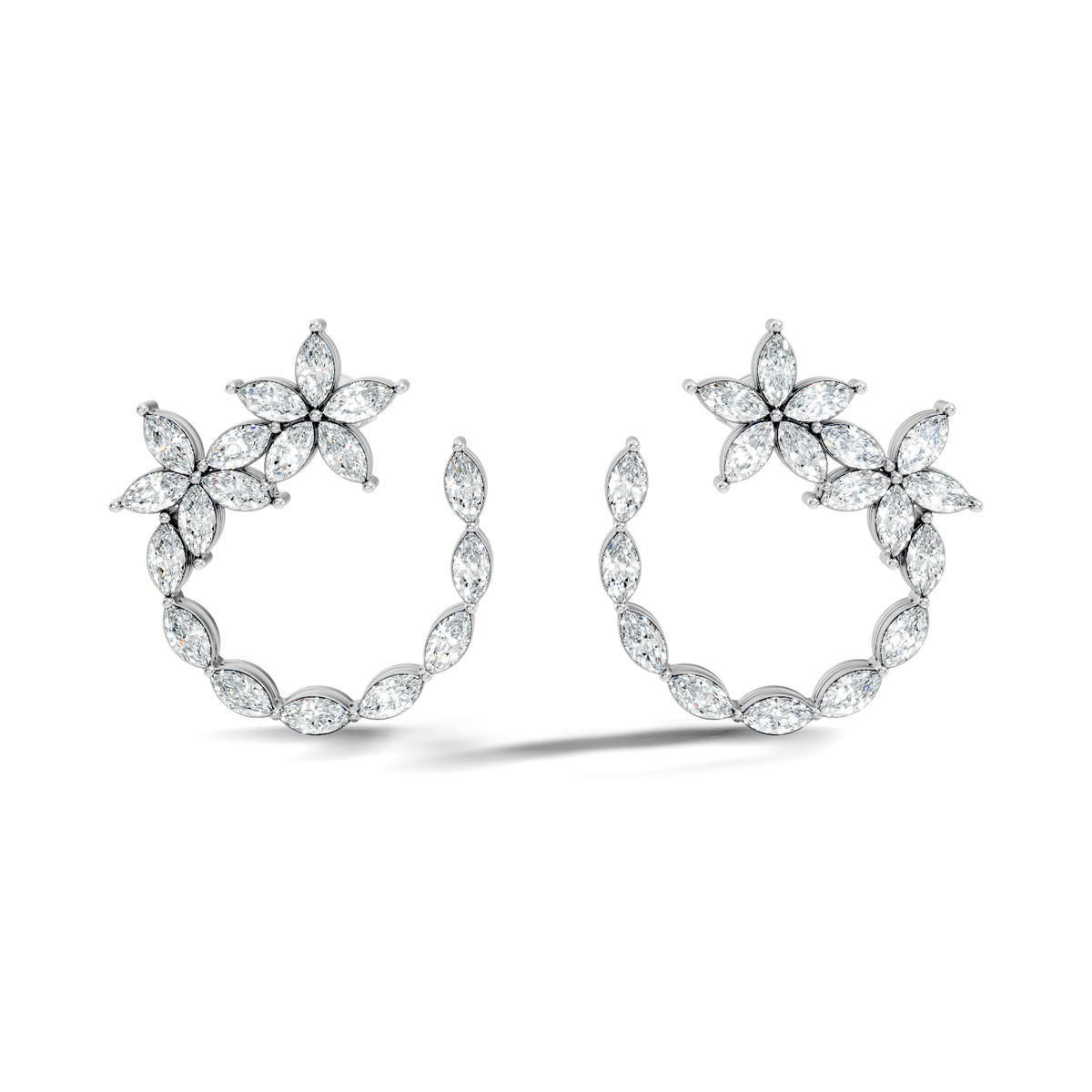 Marquise Cut 0.84 Ct Lab Grown Diamond Circular Hoop Earring with polished finish