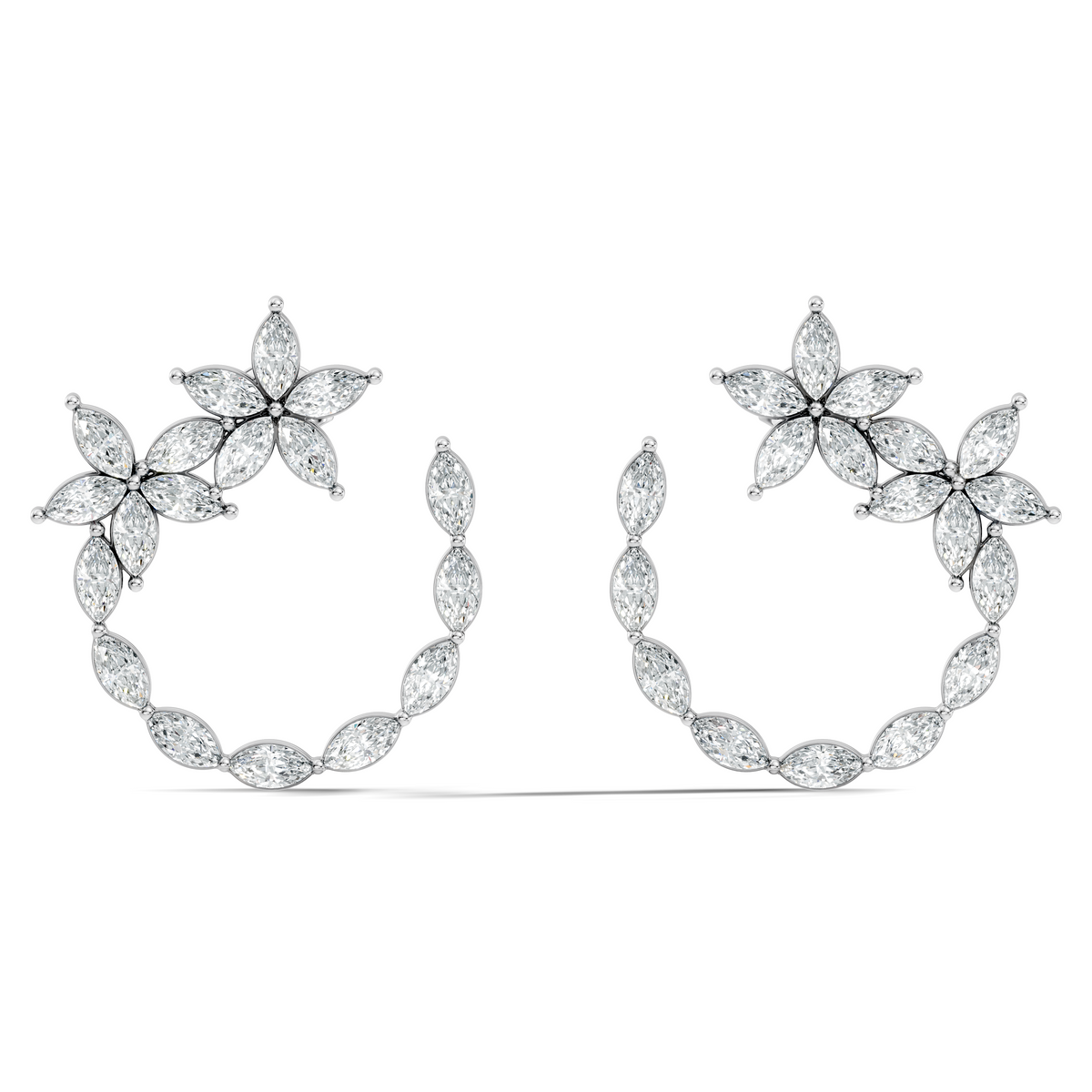 Elegant Marquise Shaped Diamond  Earring Vintage Floral Stud Perfect Gift For Womens - HIGHCARAT DIAMONDS