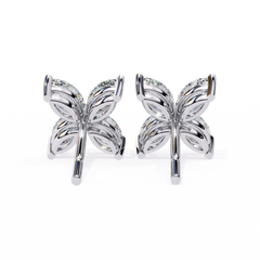 Marquise Cut Colorless Diamond Stud Earrings Close-Up Facet Details