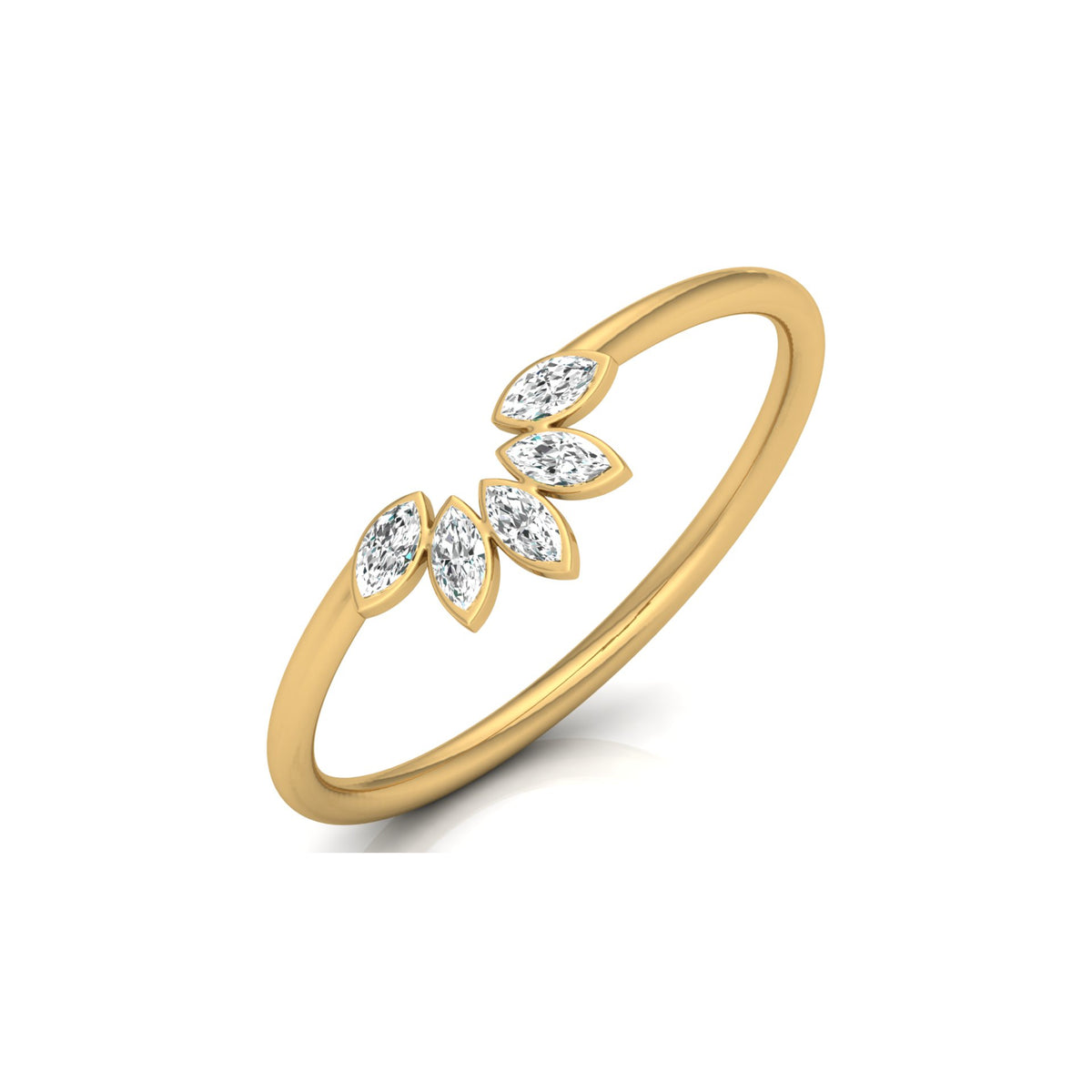 Marquise Cut Diamond Curved Crown Bezel Set Ring - HIGHCARAT DIAMONDS