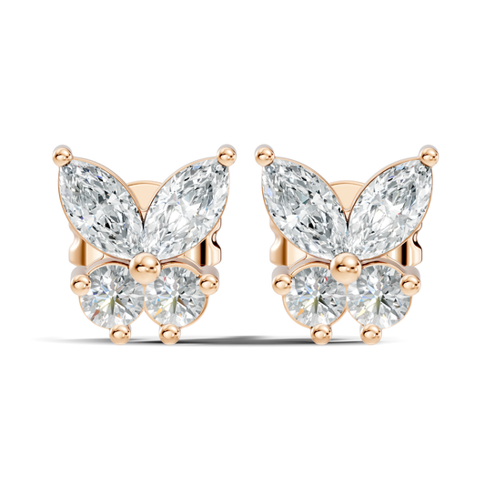 Marquise Cut Lab Grown Butterfly Shape Stud Diamond Earring