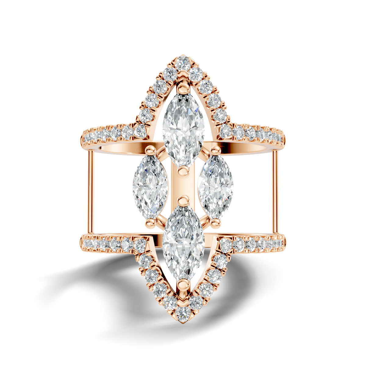 1.71Ct Marquise and Round Cut Top Grade Diamond Antique Vintage Art Deco Cluster Party Wear Ring For Her - HIGHCARAT DIAMONDS