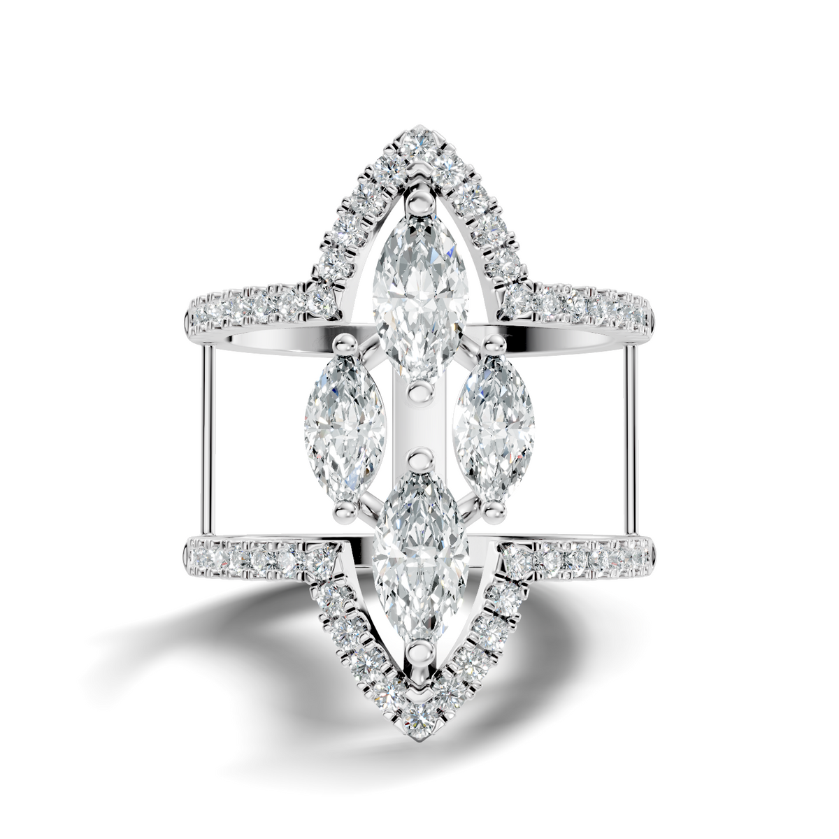 1.71Ct Marquise and Round Cut Top Grade Diamond Antique Vintage Art Deco Cluster Party Wear Ring For Her - HIGHCARAT DIAMONDS