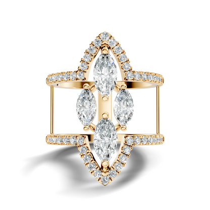 1.71Ct Marquise and Round Cut Top Grade Diamond Antique Vintage Art Deco Cluster Party Wear Ring For Her - HIGHCARAT DIAMONDS
