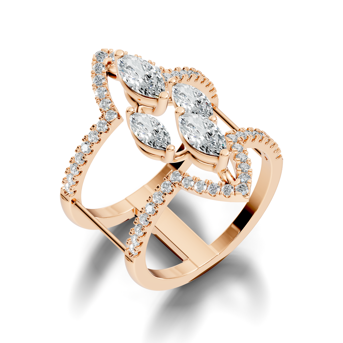1.71Ct Marquise and Round Cut Top Grade Diamond Antique Vintage Art Deco Cluster Party Wear Ring For Her - HIGHCARAT DIAMONDS