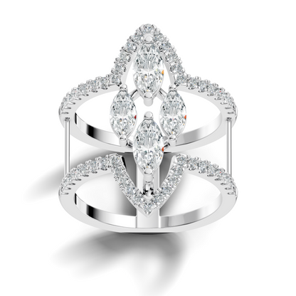 1.71Ct Marquise and Round Cut Top Grade Diamond Antique Vintage Art Deco Cluster Party Wear Ring For Her - HIGHCARAT DIAMONDS