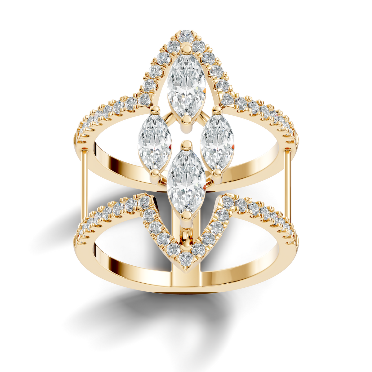 1.71Ct Marquise and Round Cut Top Grade Diamond Antique Vintage Art Deco Cluster Party Wear Ring For Her - HIGHCARAT DIAMONDS