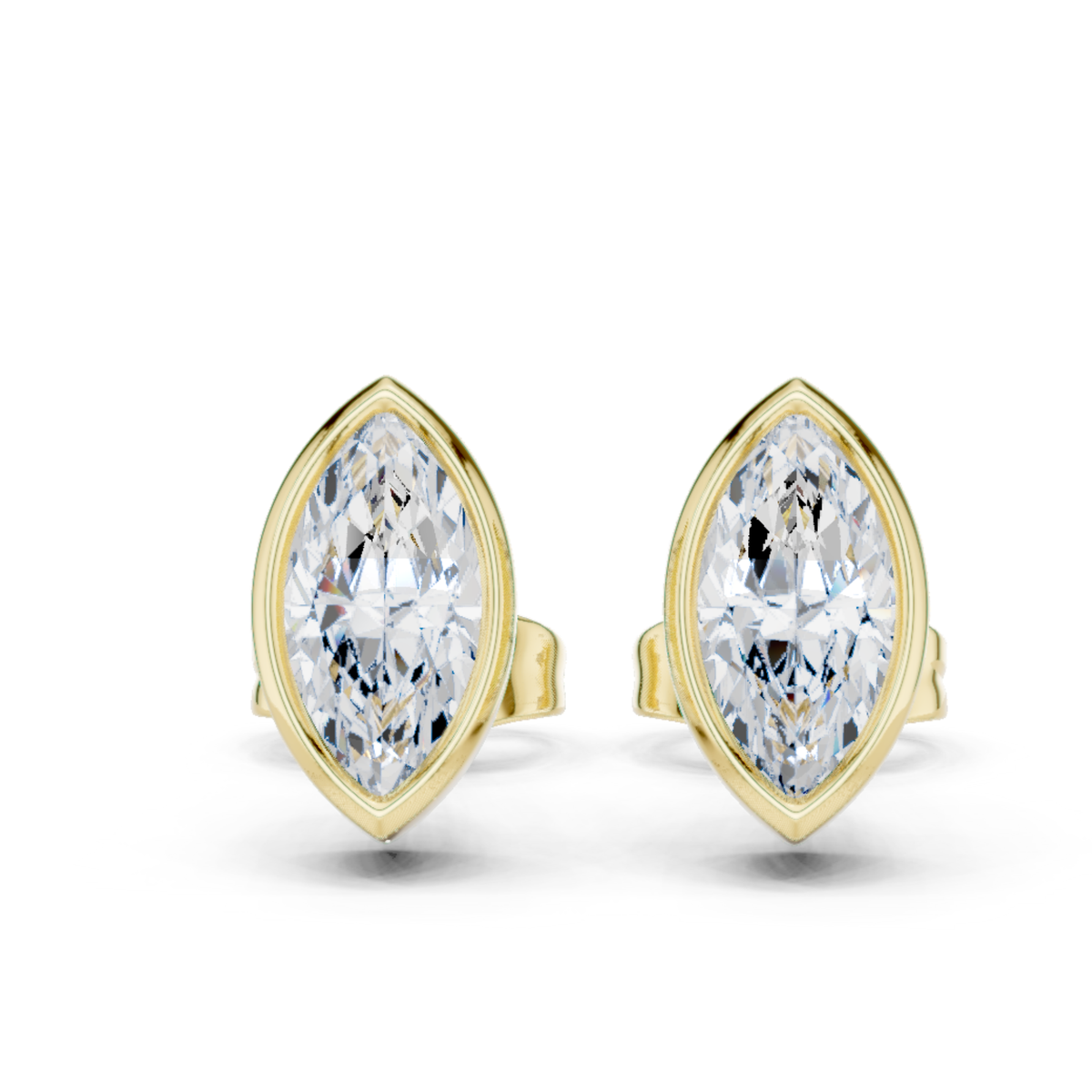 Marquise Cut Lab Grown Diamond Bezel Stud Earrings