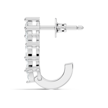14K Gold Hoop Stud Earrings with Pear & Round Diamonds Elegant Gift for Her - HIGHCARAT DIAMONDS