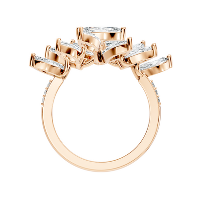 4.06t Marquise and Round Cut Diamond Unique Handcrafted Dainty Stacking Vintage Wedding Ring For Her - HIGHCARAT DIAMONDS