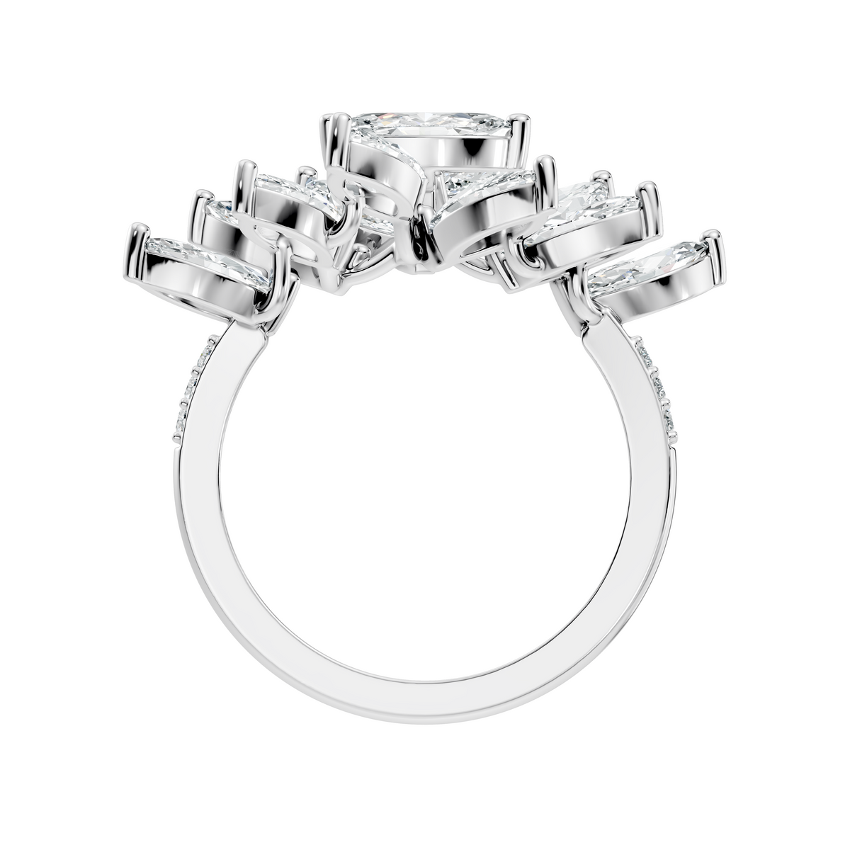 4.06t Marquise and Round Cut Diamond Unique Handcrafted Dainty Stacking Vintage Wedding Ring For Her - HIGHCARAT DIAMONDS