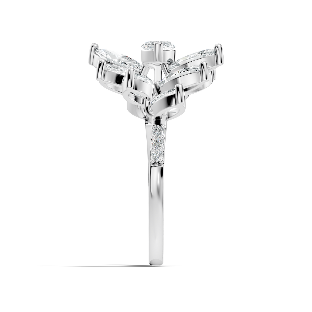 4.06t Marquise and Round Cut Diamond Unique Handcrafted Dainty Stacking Vintage Wedding Ring For Her - HIGHCARAT DIAMONDS