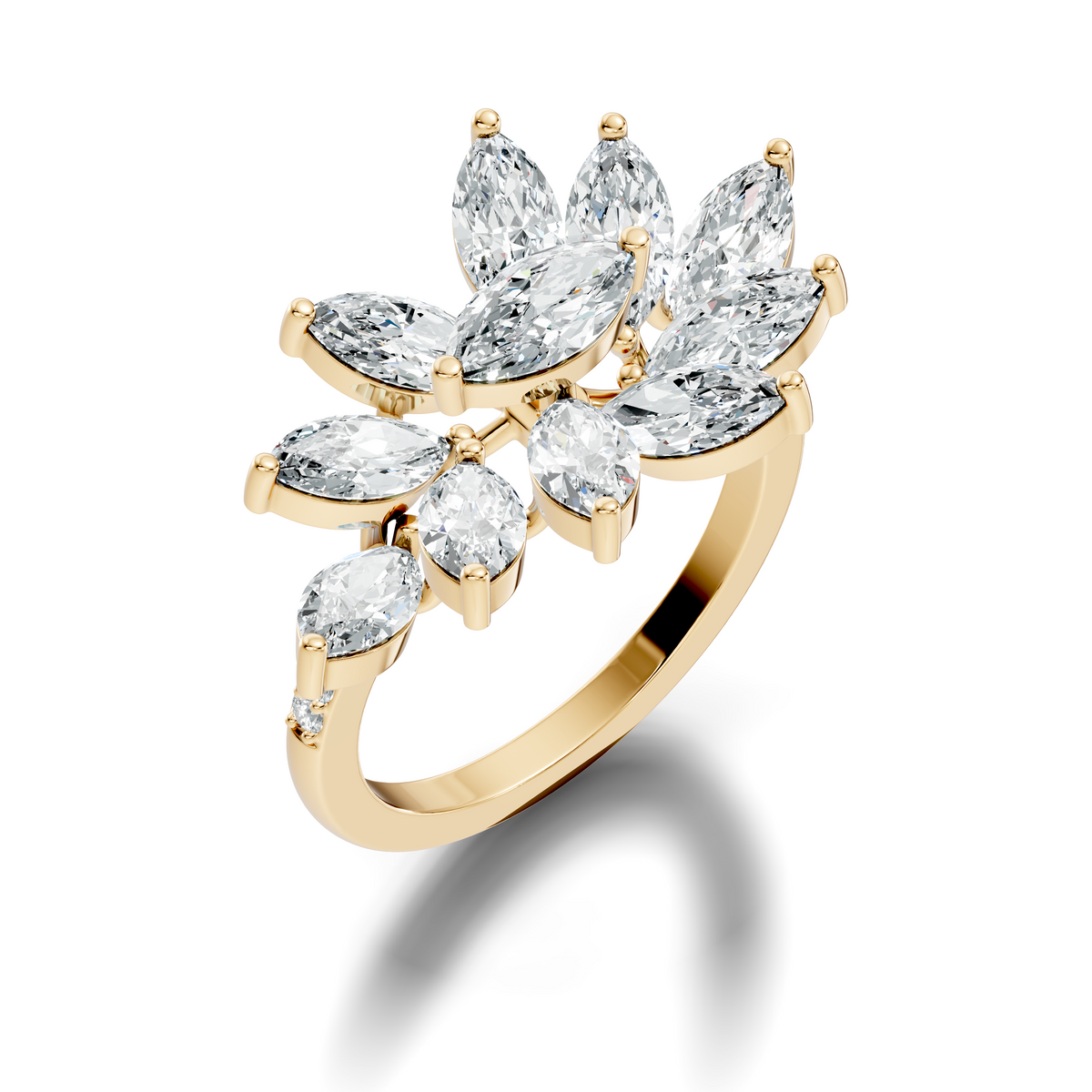 4.06t Marquise and Round Cut Diamond Unique Handcrafted Dainty Stacking Vintage Wedding Ring For Her - HIGHCARAT DIAMONDS