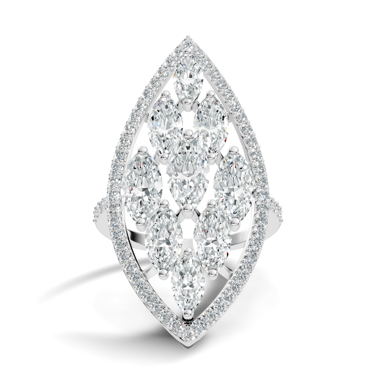 4.04Ct Marquise and Round Cut Lab Grown Diamond Art Deco Vintage Stackable Wedding Ring For Women's - HIGHCARAT DIAMONDS