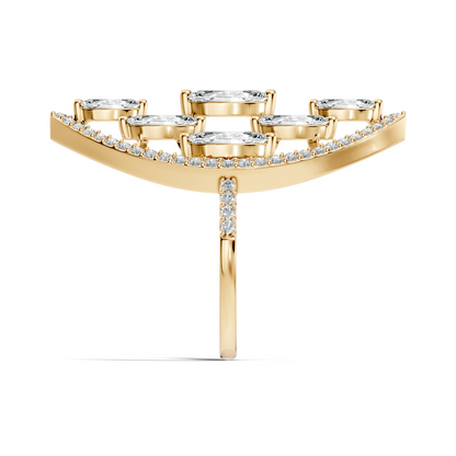 4.04Ct Marquise and Round Cut Lab Grown Diamond Art Deco Vintage Stackable Wedding Ring For Women's - HIGHCARAT DIAMONDS