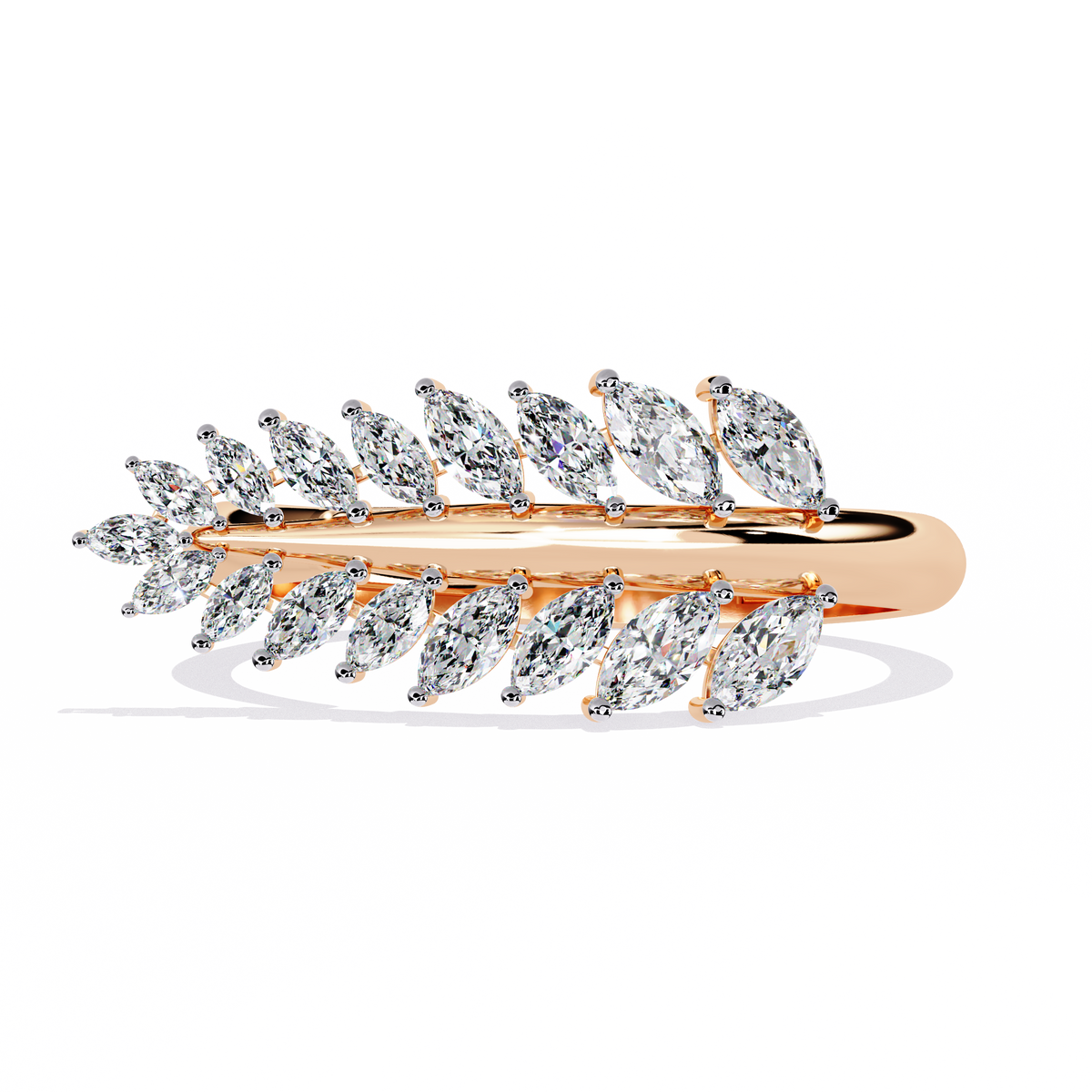 Marquise Cut Lab Grown Diamond Flora Inspired Leaf Olive Shape Antique Classics Statement Stacking Ring - HIGHCARAT DIAMONDS