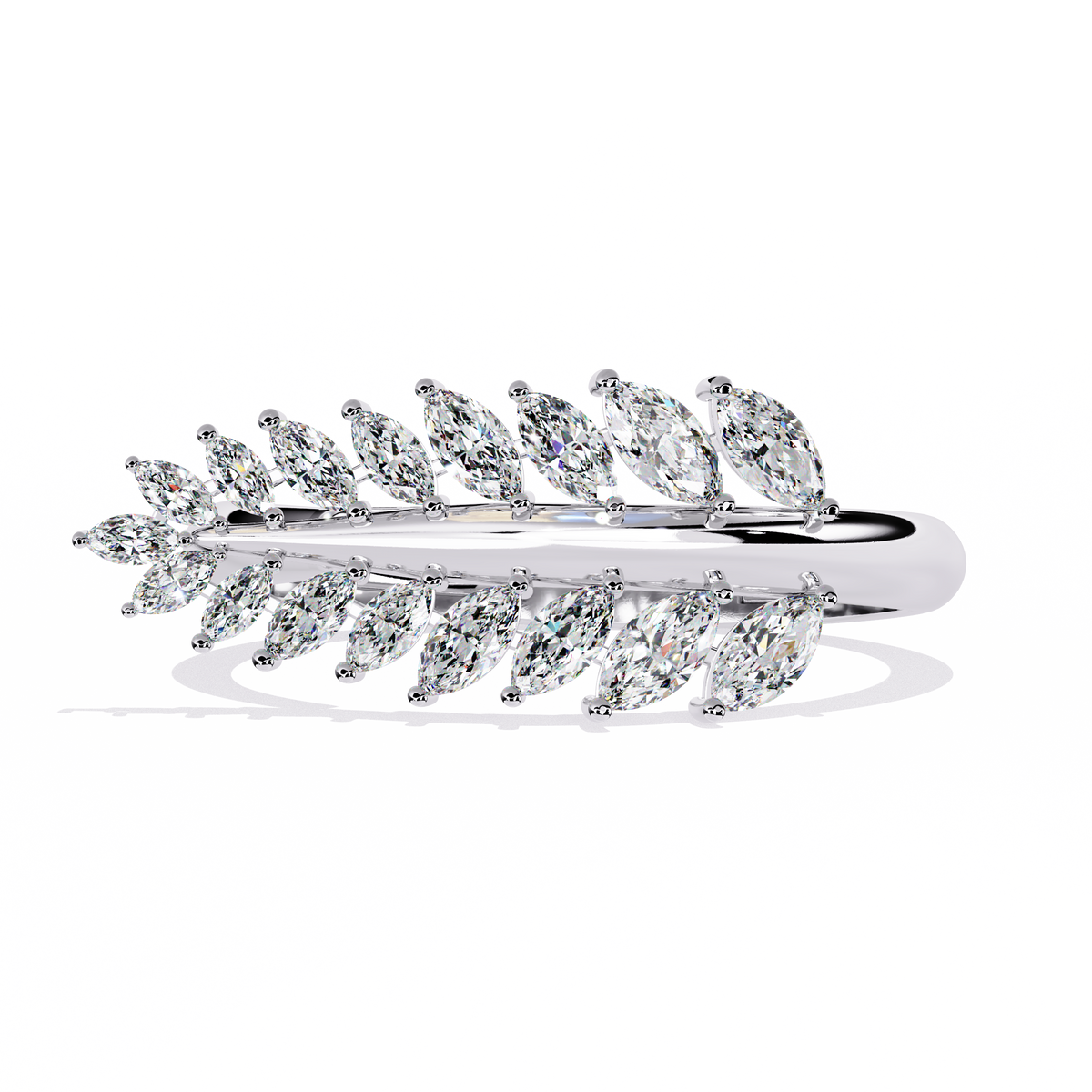 Marquise Cut Lab Grown Diamond Flora Inspired Leaf Olive Shape Antique Classics Statement Stacking Ring - HIGHCARAT DIAMONDS