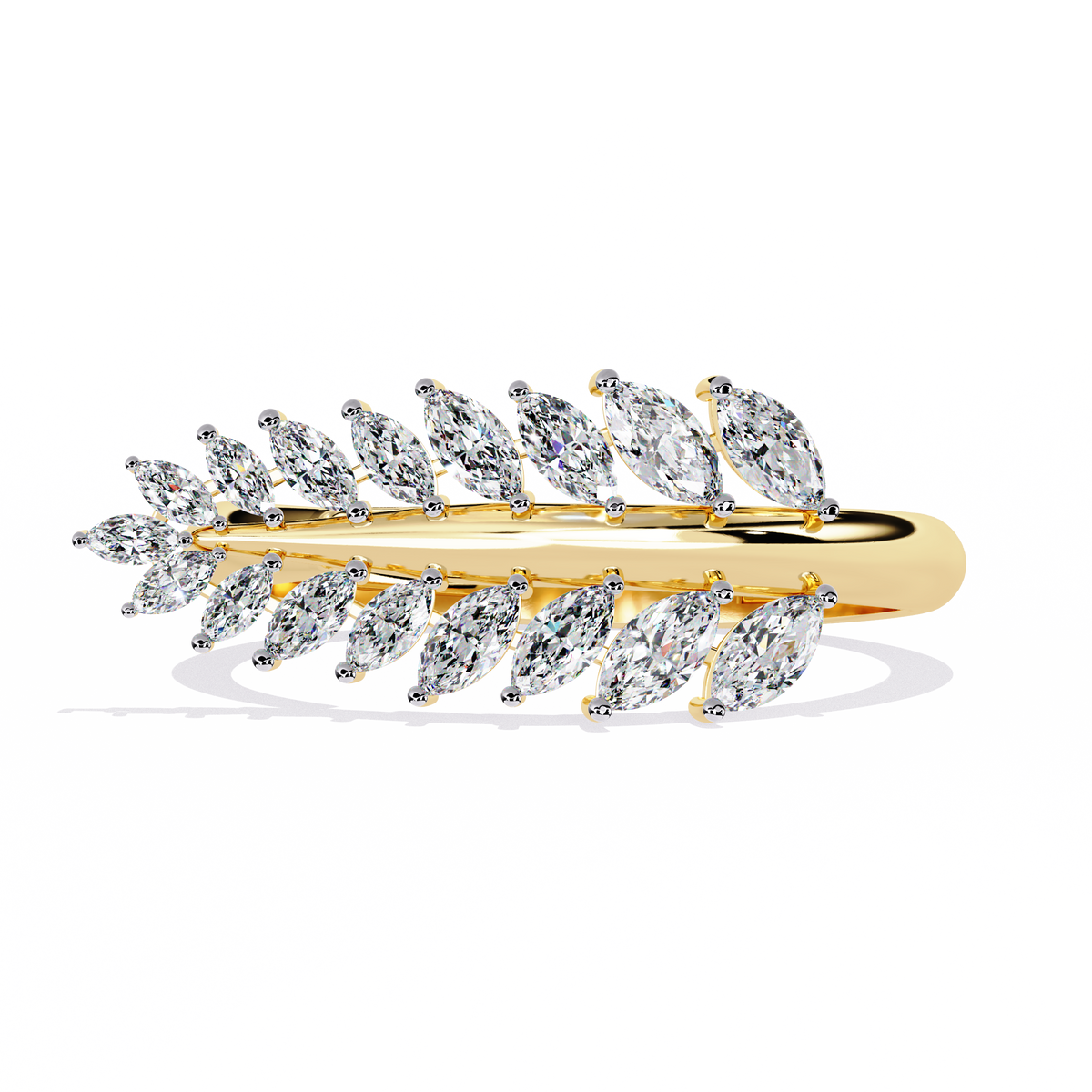 Marquise Cut Lab Grown Diamond Flora Inspired Leaf Olive Shape Antique Classics Statement Stacking Ring - HIGHCARAT DIAMONDS