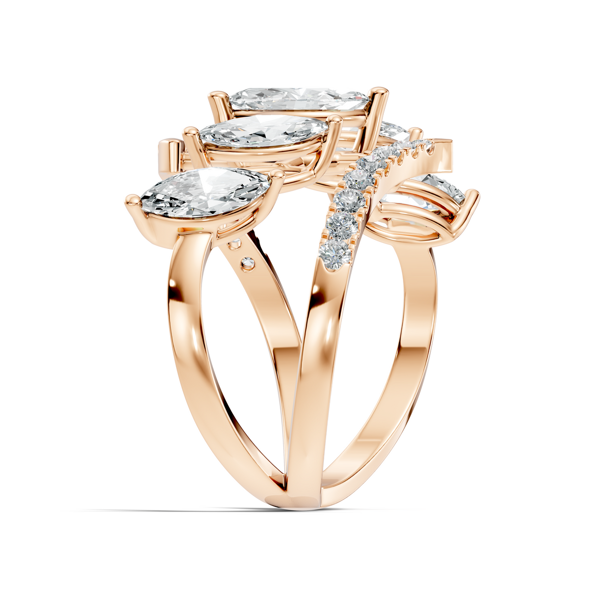 2.17Ct Round and Marquise Cut High Quality Diamond Antique Minimalist Statement Vintage Ring For Women's - HIGHCARAT DIAMONDS