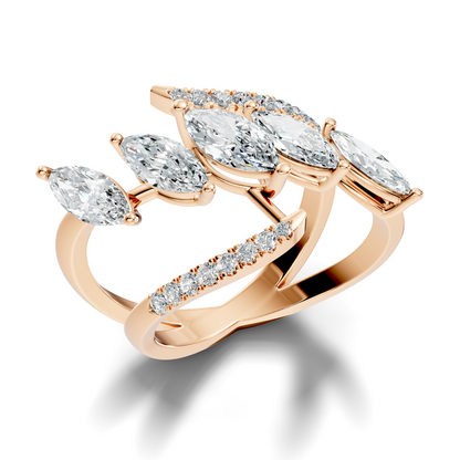 2.17Ct Round and Marquise Cut High Quality Diamond Antique Minimalist Statement Vintage Ring For Women's - HIGHCARAT DIAMONDS