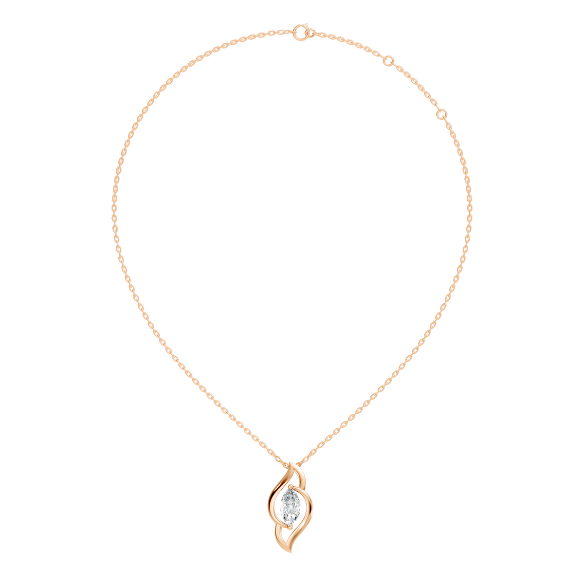 Marquise Cut Lab Grown Diamond Pendant Close-Up Facet Details