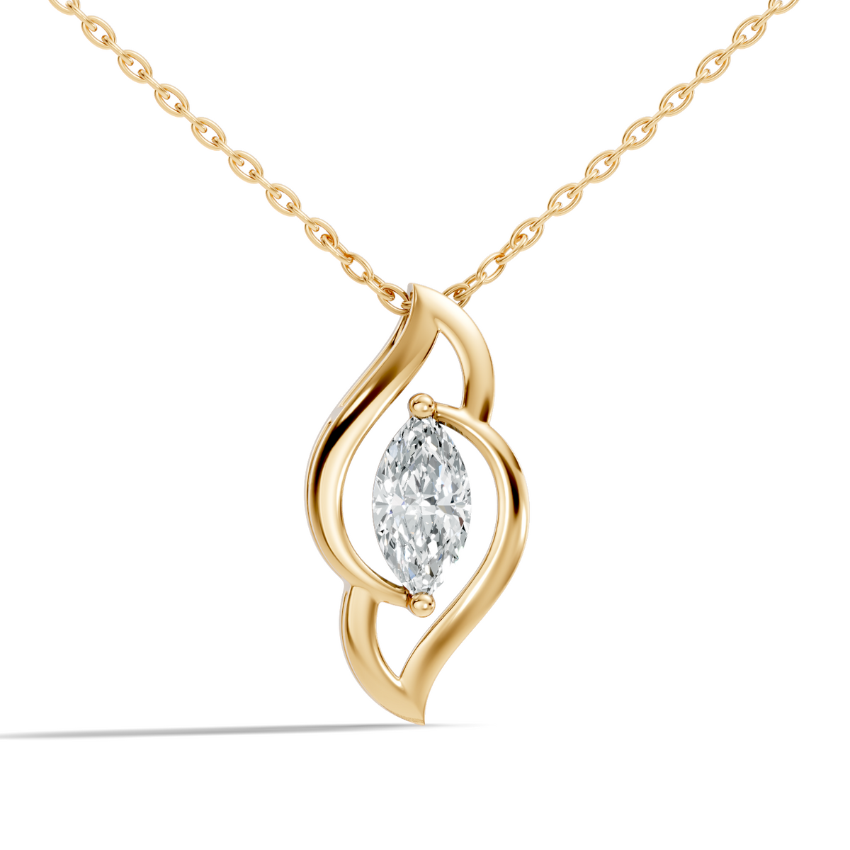 Marquise Cut Lab Grown Diamond Solitaire Pendant Front View