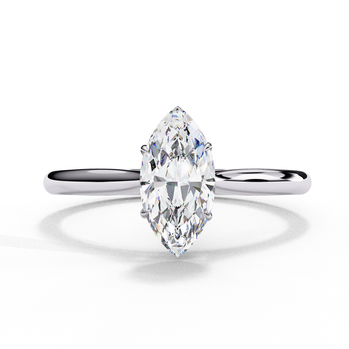 Marquise Cut Lab Grown Diamond Solitaire Ring in polished white gold