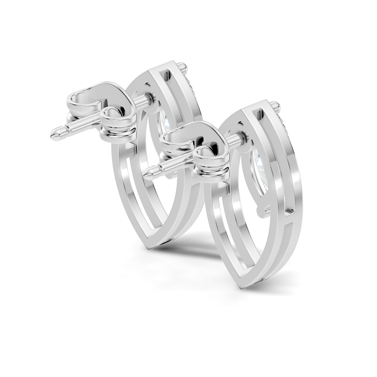 Women's 14K Gold Marquise Solitaire Diamond Stud Earrings Colorless Elegance - HIGHCARAT DIAMONDS