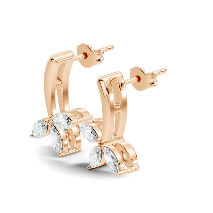 14k Solid rose Gold Marquise Shape Lab Grown Diamond Dazzling Elegance Diamond Earrings For Her - HIGHCARAT DIAMONDS