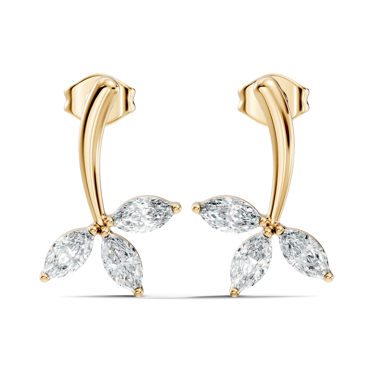 14k Solid rose Gold Marquise Shape Lab Grown Diamond Dazzling Elegance Diamond Earrings For Her - HIGHCARAT DIAMONDS