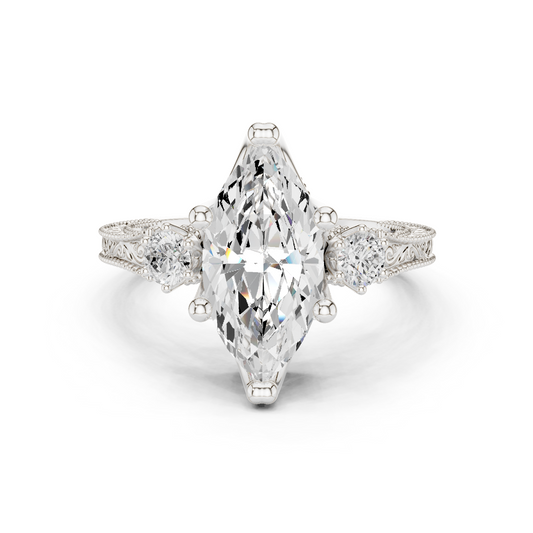 Marquise Shapes Labgrown Diamond 14k Solid Gold  Wedding Bridal Set Three Stone  Ring For women's - HIGHCARAT DIAMONDS
