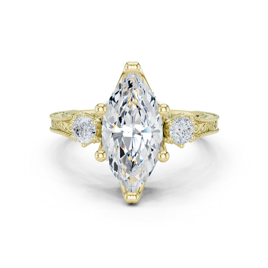 Marquise Shapes Labgrown Diamond 14k Solid Gold  Wedding Bridal Set Three Stone  Ring For women's - HIGHCARAT DIAMONDS