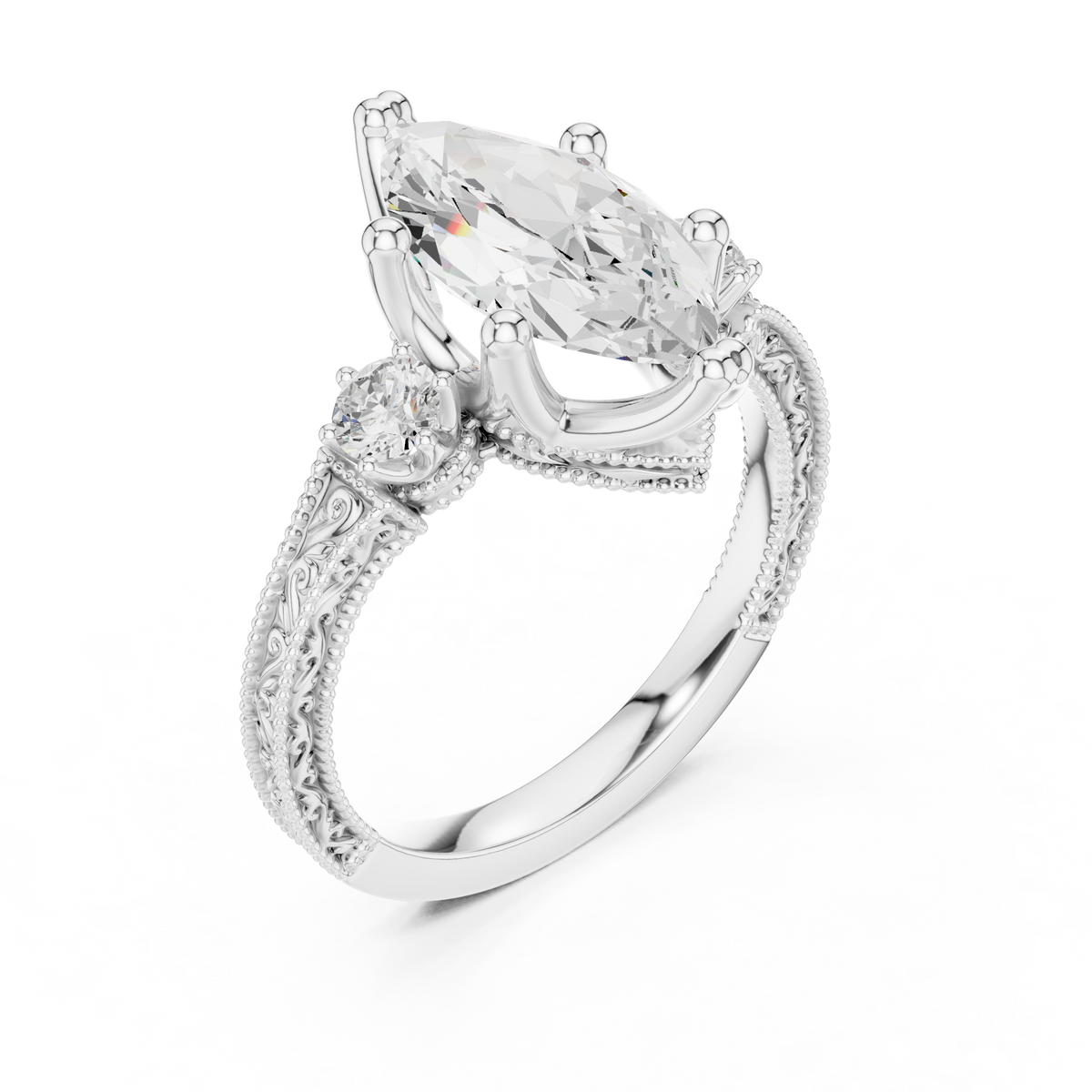Marquise Shapes Labgrown Diamond 14k Solid Gold  Wedding Bridal Set Three Stone  Ring For women's - HIGHCARAT DIAMONDS