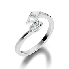 10K Solid White Gold Marquise Cut Diamond Antique Bypass Two Stone Daily Wear Ring For Her - HIGHCARAT DIAMONDS