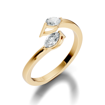 10K Solid White Gold Marquise Cut Diamond Antique Bypass Two Stone Daily Wear Ring For Her - HIGHCARAT DIAMONDS