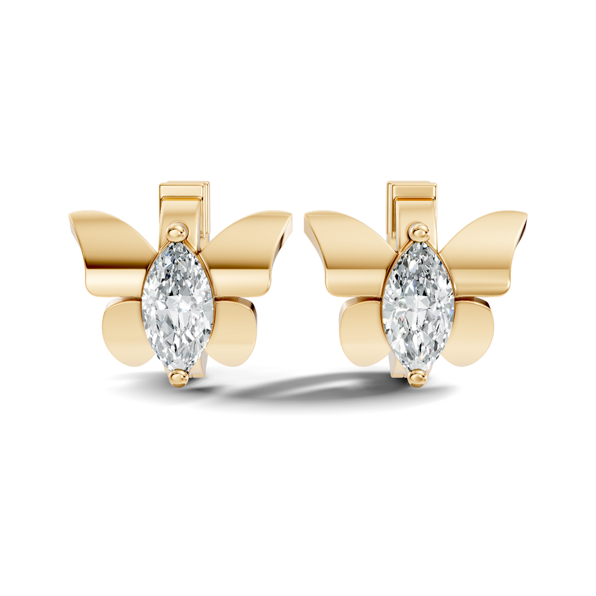 Marquise Cut Lab Grown Diamond Solitaire 14k Solid Gold Butterfly Stud Earring For Women - HIGHCARAT DIAMONDS