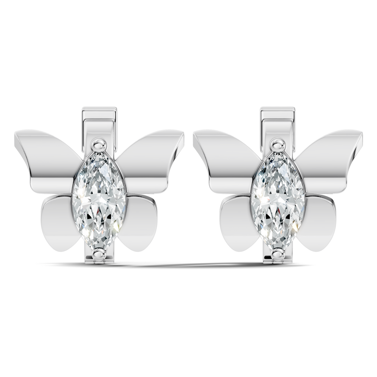 Marquise Cut Lab Grown Diamond Solitaire 14k Solid Gold Butterfly Stud Earring For Women - HIGHCARAT DIAMONDS