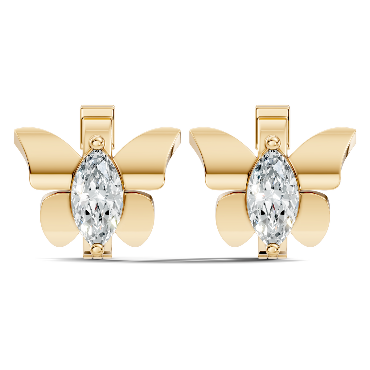 Marquise Cut Lab Grown Diamond Solitaire 14k Solid Gold Butterfly Stud Earring For Women - HIGHCARAT DIAMONDS