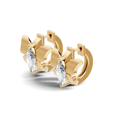 Marquise Cut Lab Grown Diamond Solitaire 14k Solid Gold Butterfly Stud Earring For Women - HIGHCARAT DIAMONDS