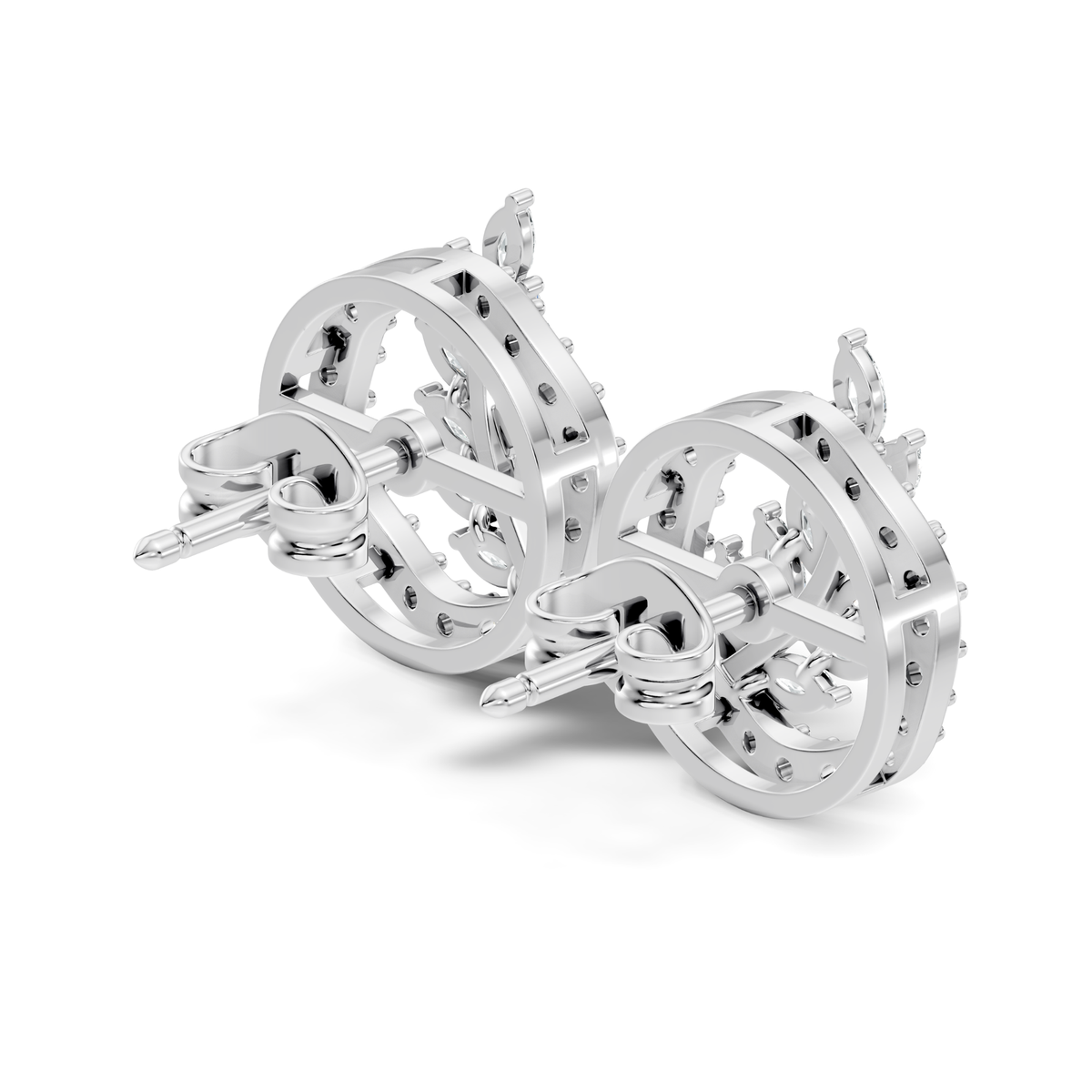 Marquise Cut Lab grown Diamond Leaf Halo Stud Earring - HIGHCARAT DIAMONDS