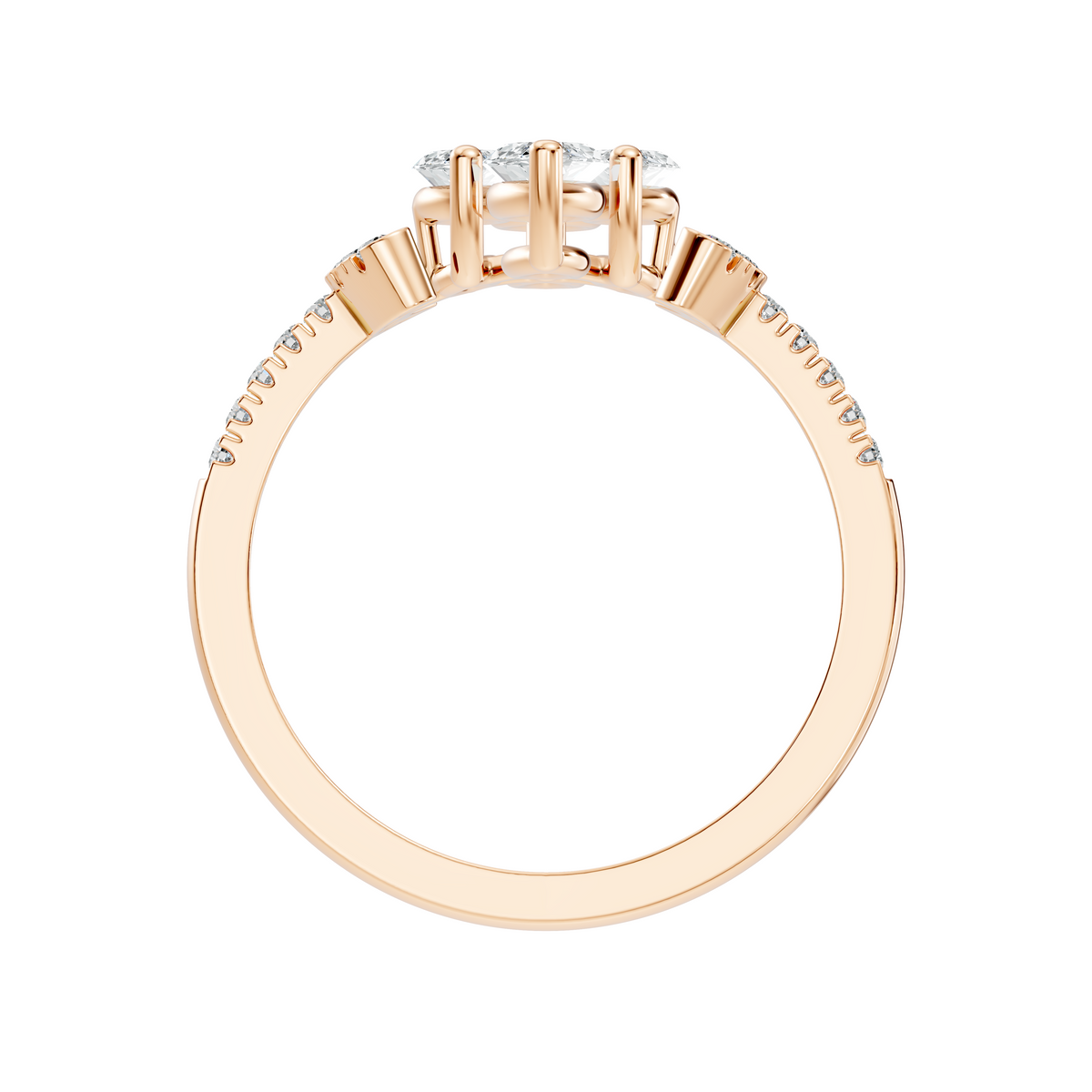Vintage 1.38Ct Marquise and Round Cut White Colorless Diamond Unique Stackable Dainty Engagement Ring - HIGHCARAT DIAMONDS