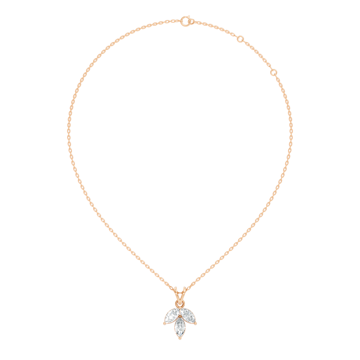10k Solid Rose Gold Stunning Marquise Cut Lab Grown Diamond Pendant For Women - HIGHCARAT DIAMONDS