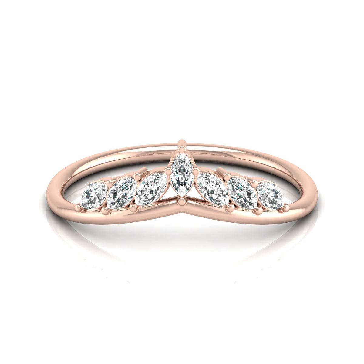 Marquise Cut Ring Band In Labgrown Or Natural Diamond In 14K Solid Gold Classic Elegance On A Budget - HIGHCARAT DIAMONDS