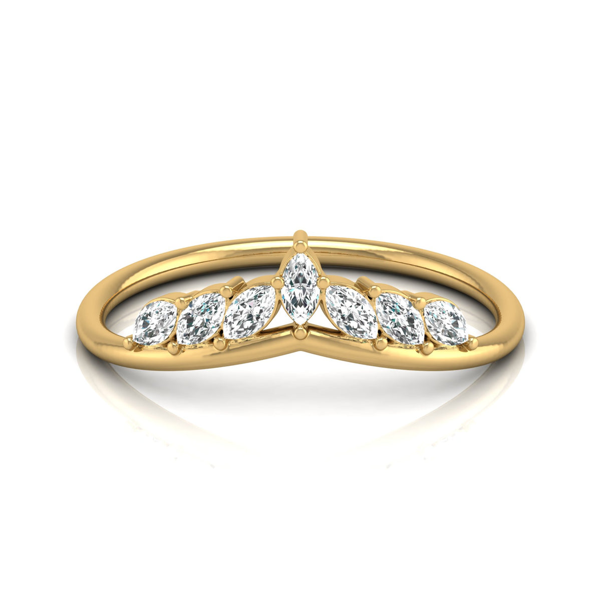 Marquise Cut Ring Band In Labgrown Or Natural Diamond In 14K Solid Gold Classic Elegance On A Budget - HIGHCARAT DIAMONDS