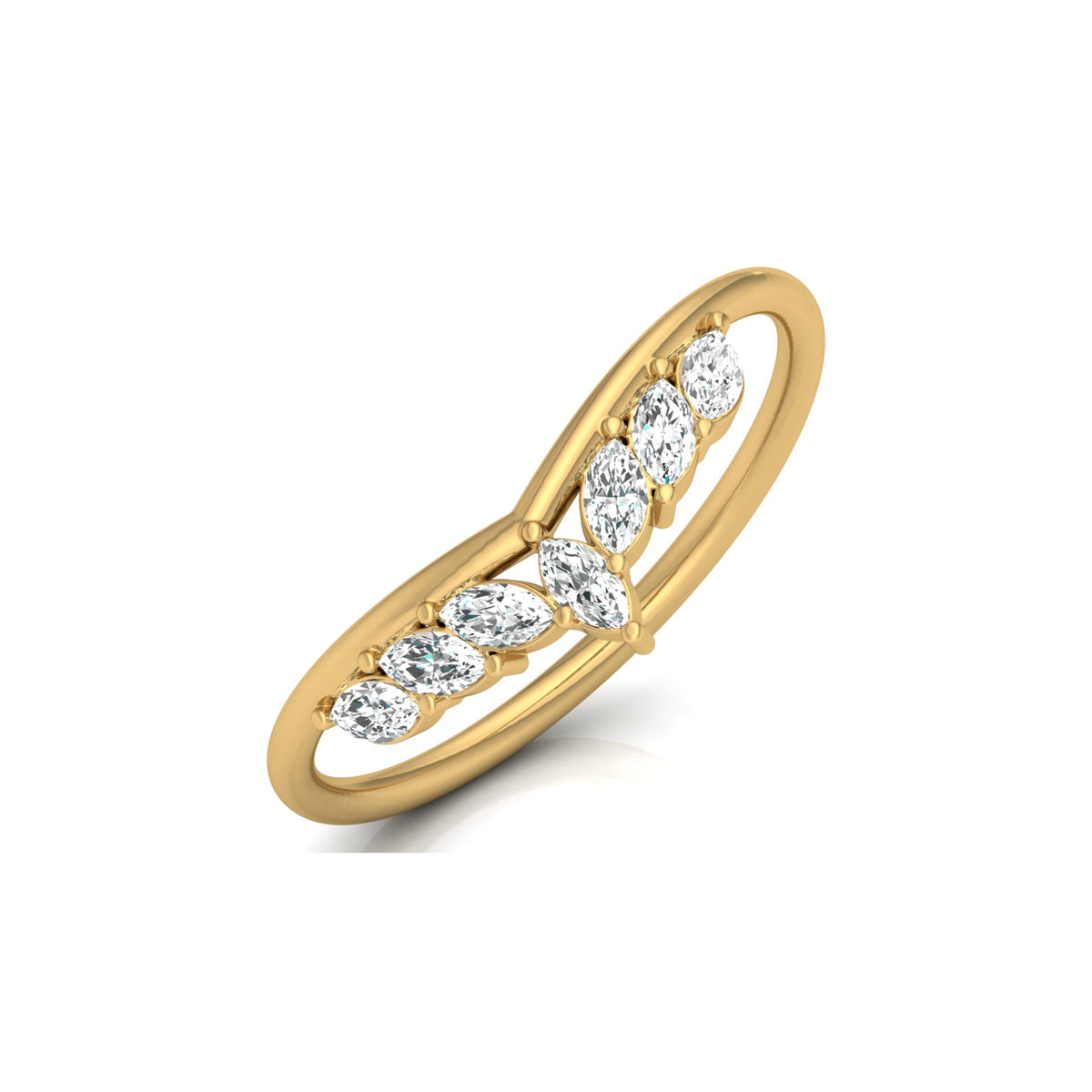 Marquise Cut Ring Band In Labgrown Or Natural Diamond In 14K Solid Gold Classic Elegance On A Budget - HIGHCARAT DIAMONDS