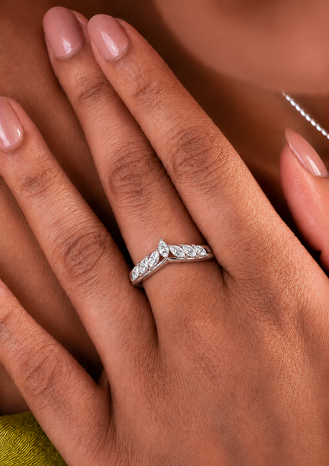 Marquise Cut Ring Band In Labgrown Or Natural Diamond In 14K Solid Gold Classic Elegance On A Budget - HIGHCARAT DIAMONDS